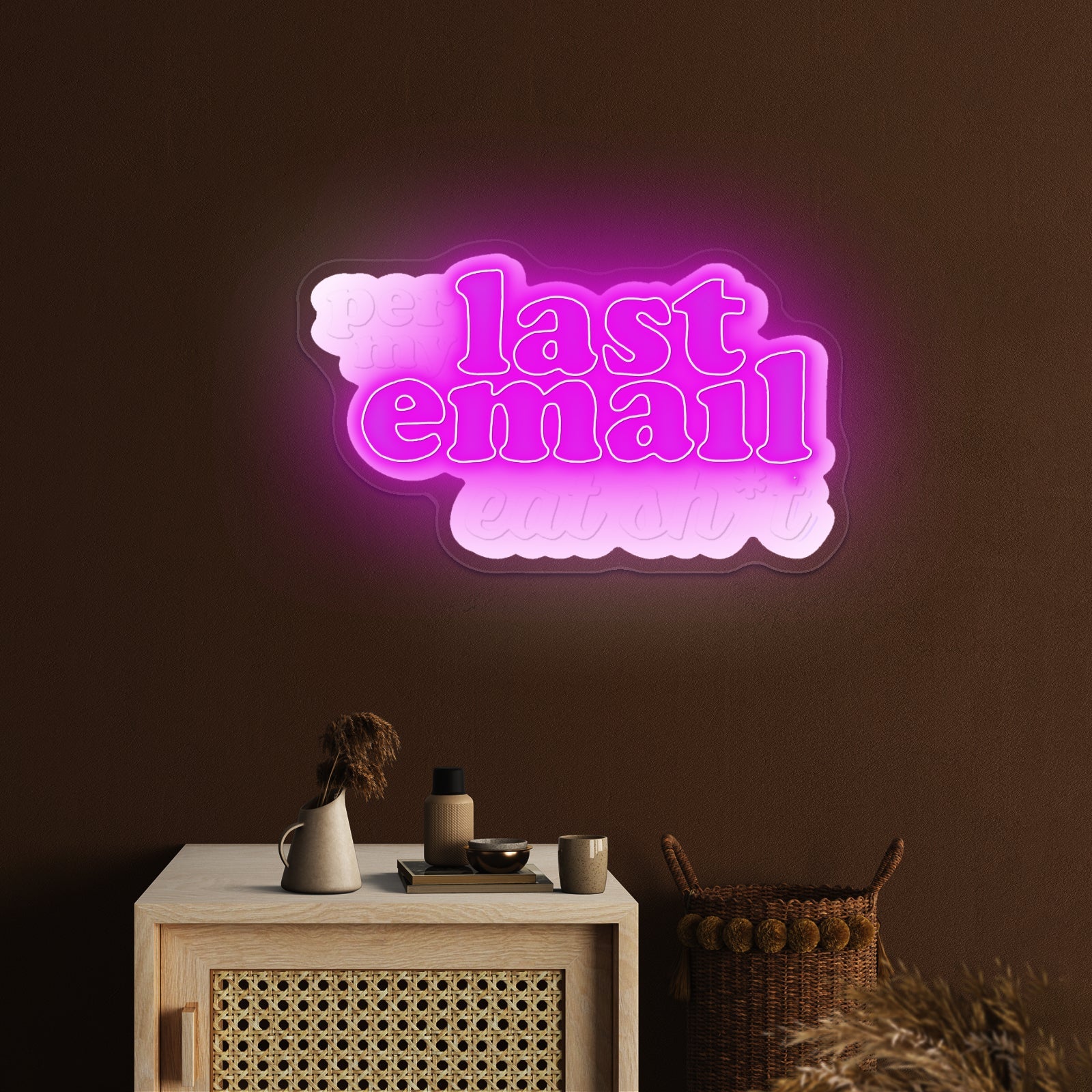 Per My Last Email Eat Sht Purple Artwork Neon Signs For A Bar - Shineneon