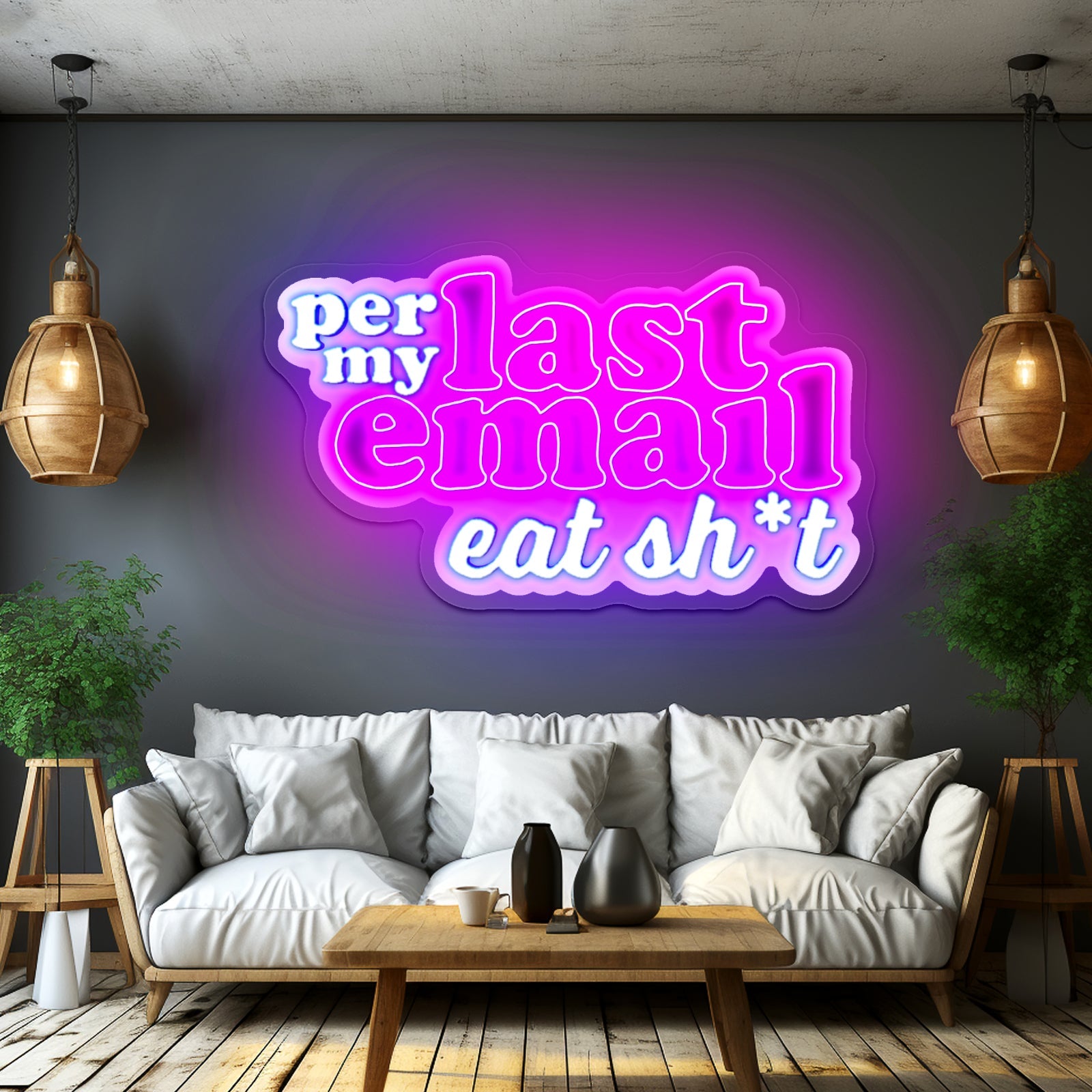 Per My Last Email Eat Sht Purple Artwork Neon Signs For A Bar - Shineneon