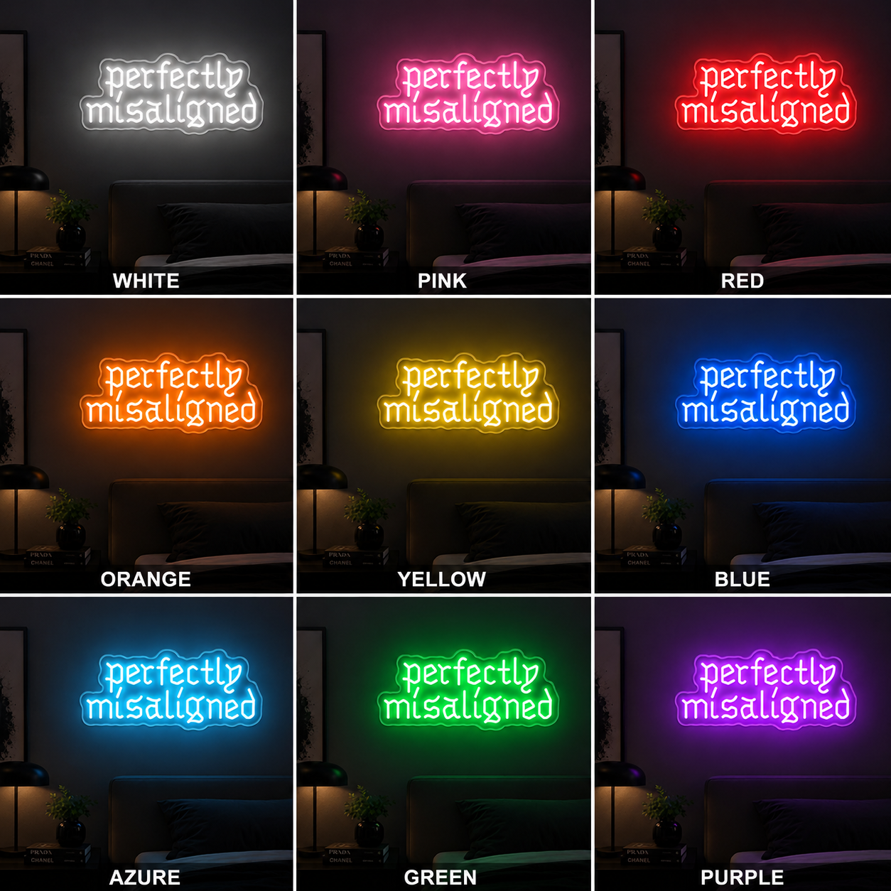 Perfectly Misalligned Wall Decor LED Neon Sign - 05 Color Grid