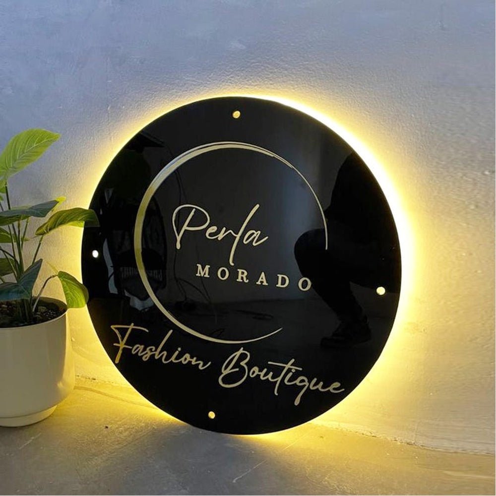 Perla Morado Acrylic Business Logo Sign - Shineneon