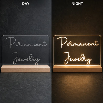 Permanent Jewelry LED Neon Sign Garage Man Cave Neon Sign day and night comparison