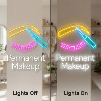Permanent Makeup LED Neon Sign - 06 Day Night Comparison