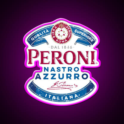 Peroni Nastro Azzurro Essential Beer Bar Decor Led Neon Sign Rgb Color - Neon sign mounted on wall in room