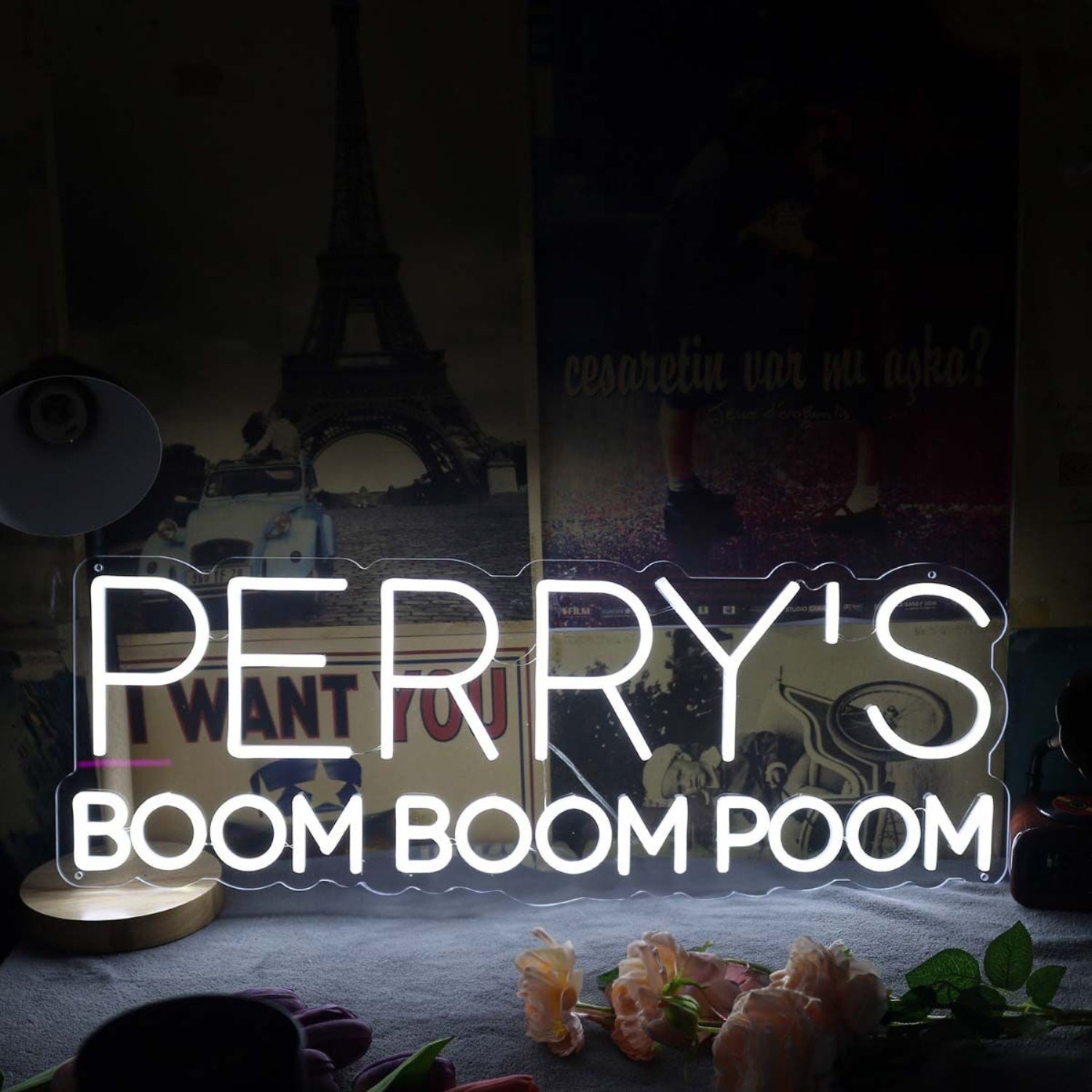 Perrys Boom Boom Boom White Led Neon Sign - Shineneon