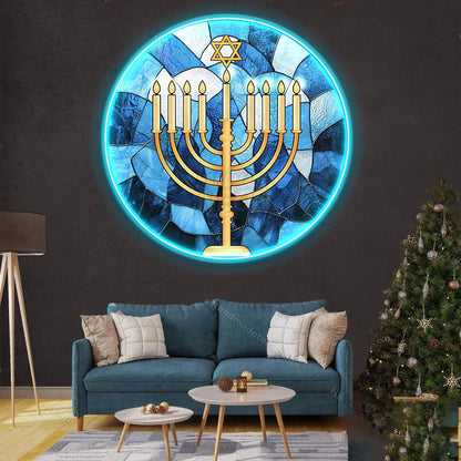 Personalized Hanukkah Acrylic Stained Glass | Shineneon