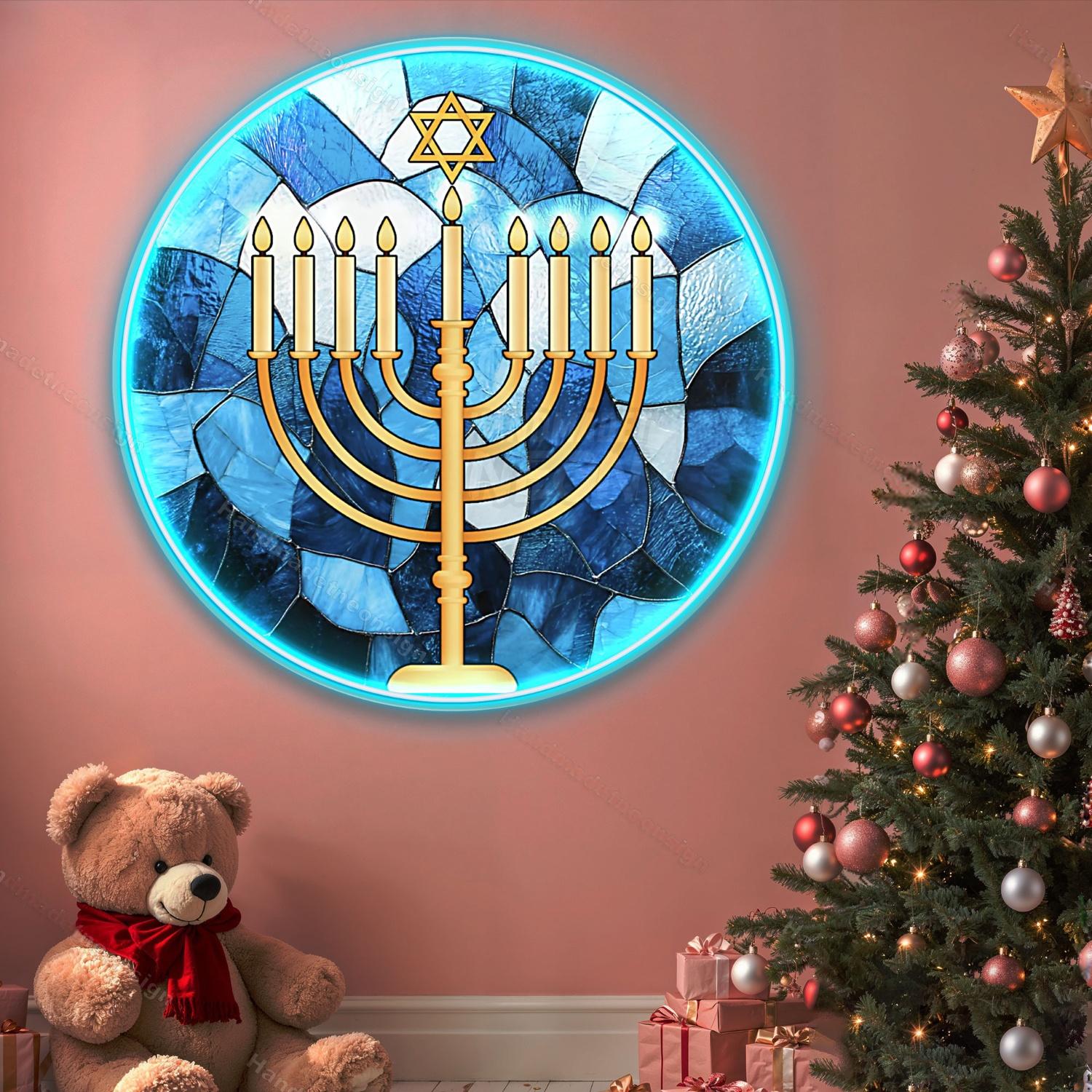 Personalized Hanukkah Acrylic Stained Glass | Shineneon