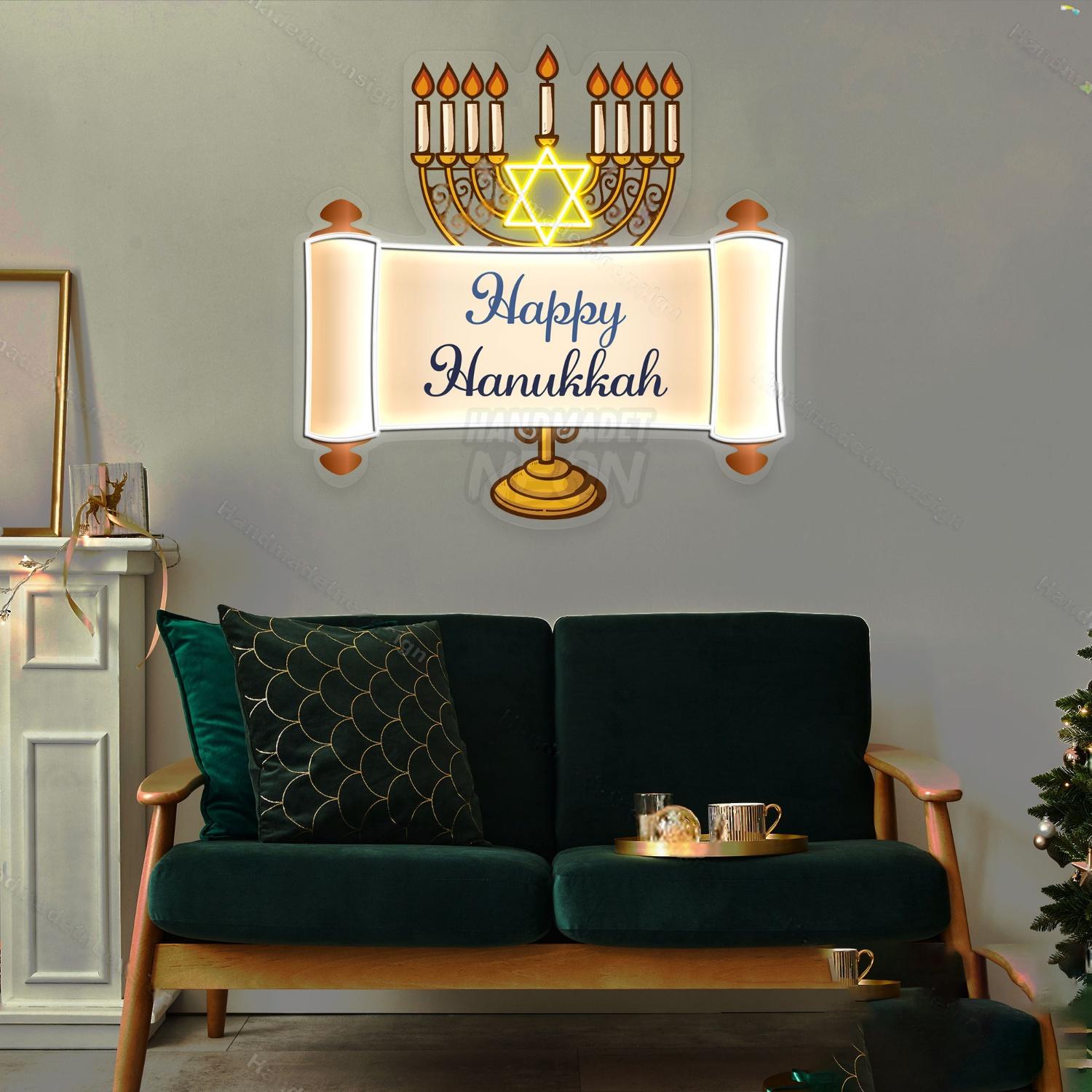 Personalized Happy Hanukkah Acrylic Led Neon Sign | Shineneon
