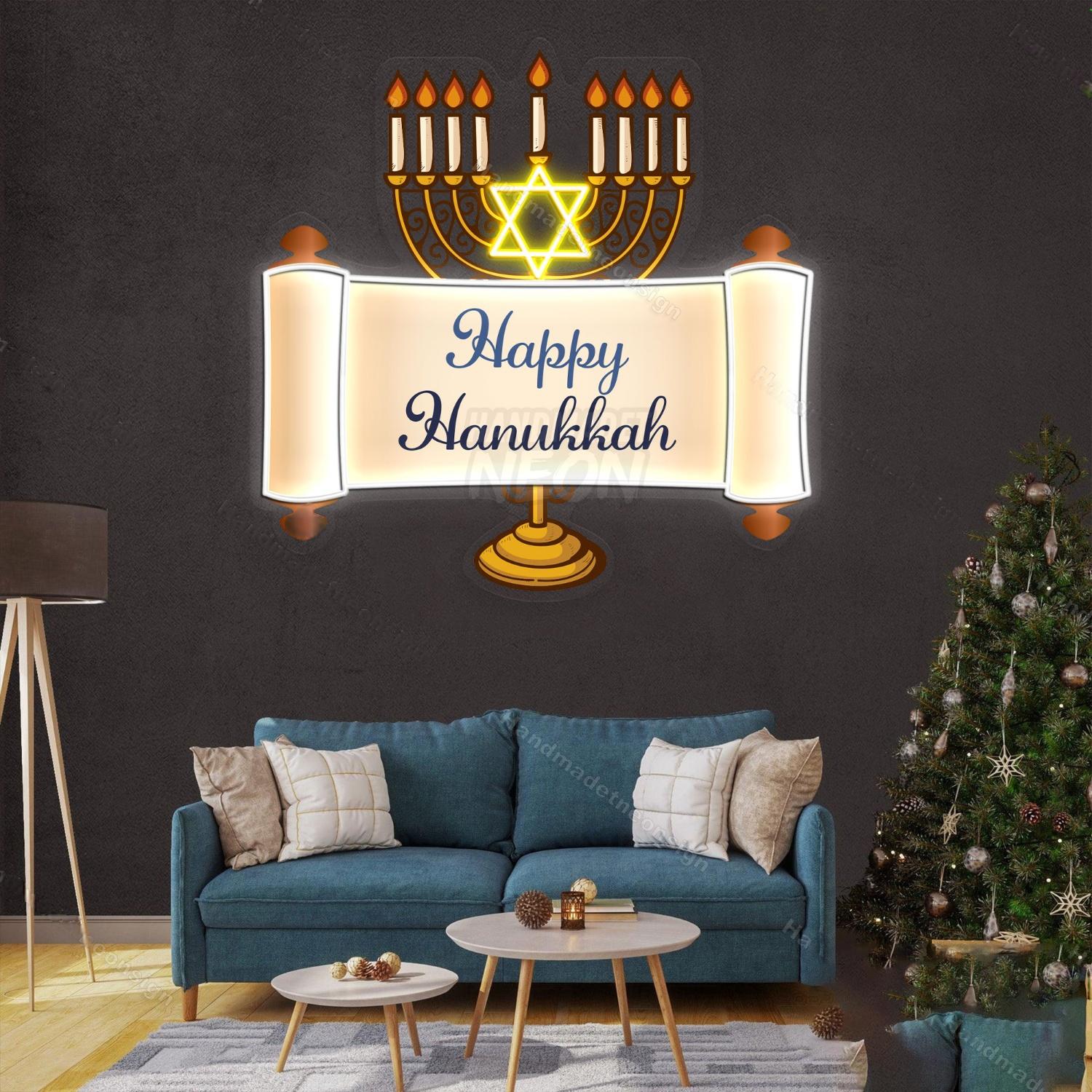 Personalized Happy Hanukkah Acrylic Led Neon Sign | Shineneon