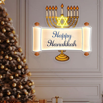 Personalized Happy Hanukkah Acrylic Led Neon Sign | Shineneon