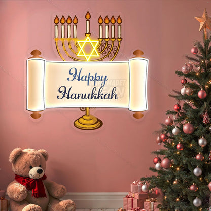 Personalized Happy Hanukkah Acrylic Led Neon Sign | Shineneon