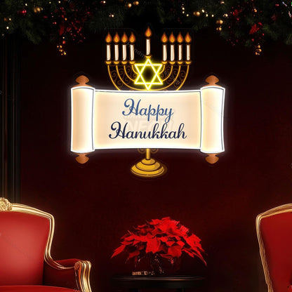 Personalized Happy Hanukkah Acrylic Led Neon Sign | Shineneon