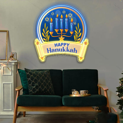 Personalized Happy Hanukkah Acrylic Led Neon Sign Gift Menorah | Shineneon