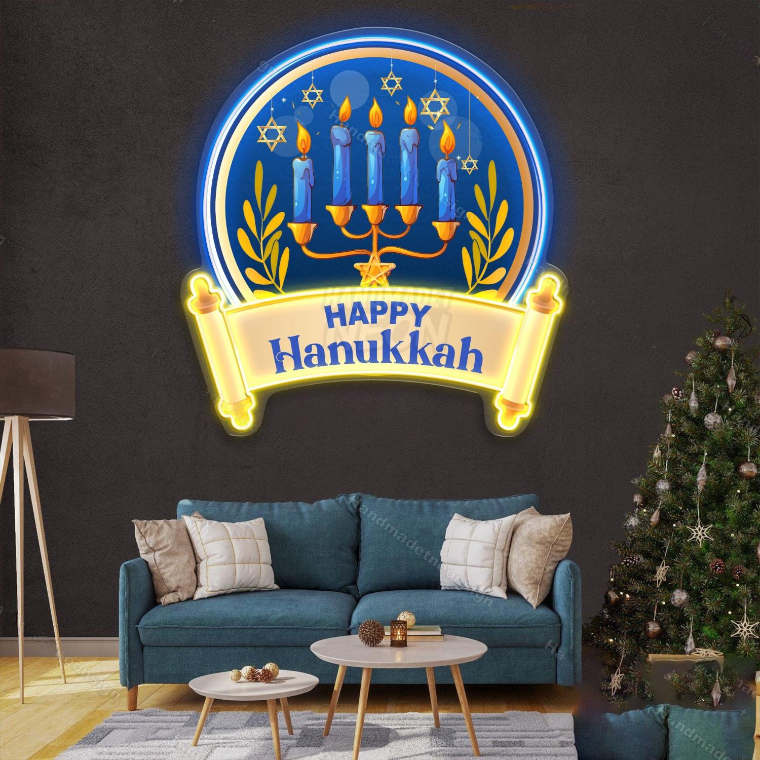 Personalized Happy Hanukkah Acrylic Led Neon Sign Gift Menorah | Shineneon