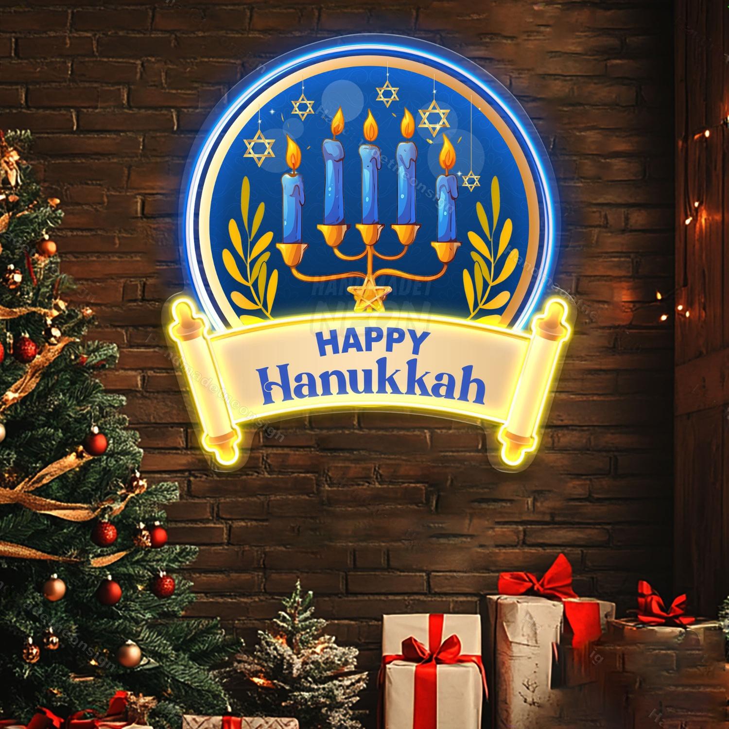 Personalized Happy Hanukkah Acrylic Led Neon Sign Gift Menorah | Shineneon
