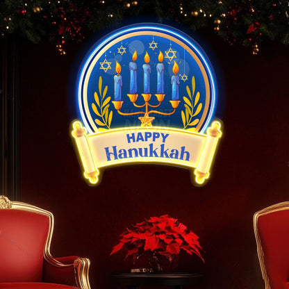 Personalized Happy Hanukkah Acrylic Led Neon Sign Gift Menorah | Shineneon