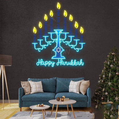 Personalized Happy Hanukkah Chanukah Jewish Holiday Acrylic Led Sign | Shineneon