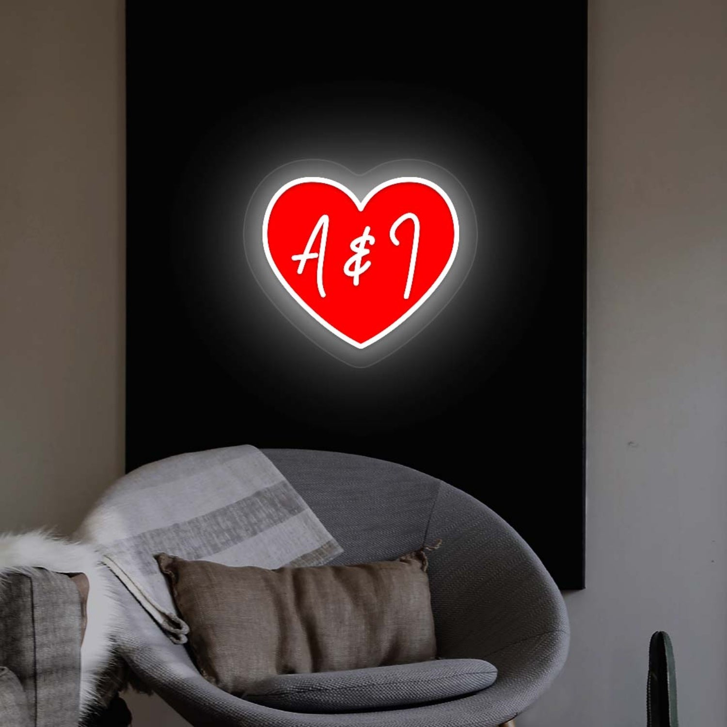 Personalized Heart Initials Neon Artwork | Shineneon
