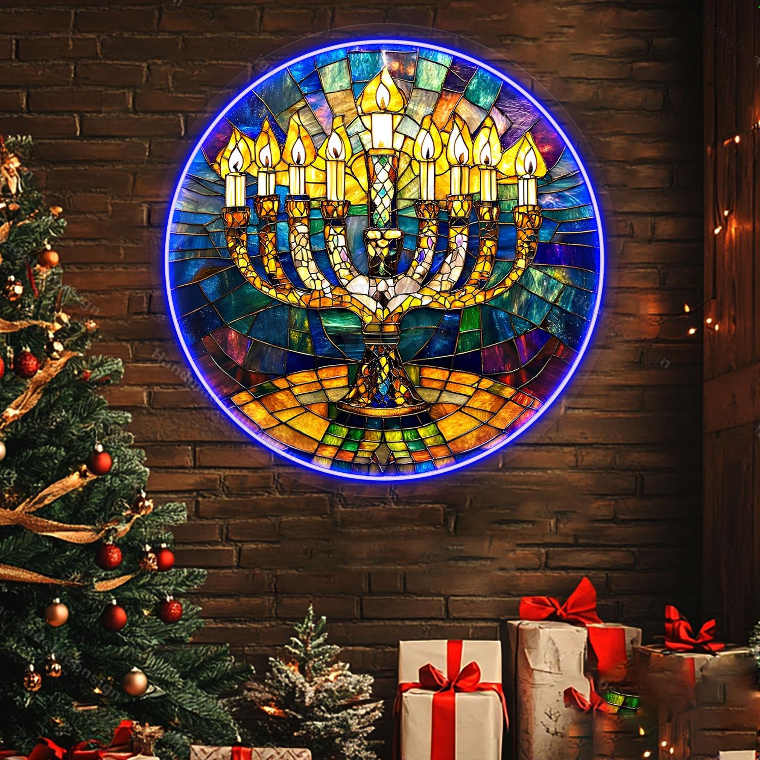 Personalized Menorah Acrylic Suncatcher Acrylic Neon Sigtn | Shineneon