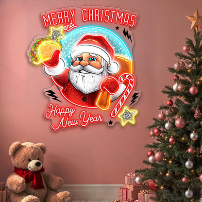 Personalized Santa Claus Christmas and New Year Tacos Acrylic Led Neon Sign | Shineneon