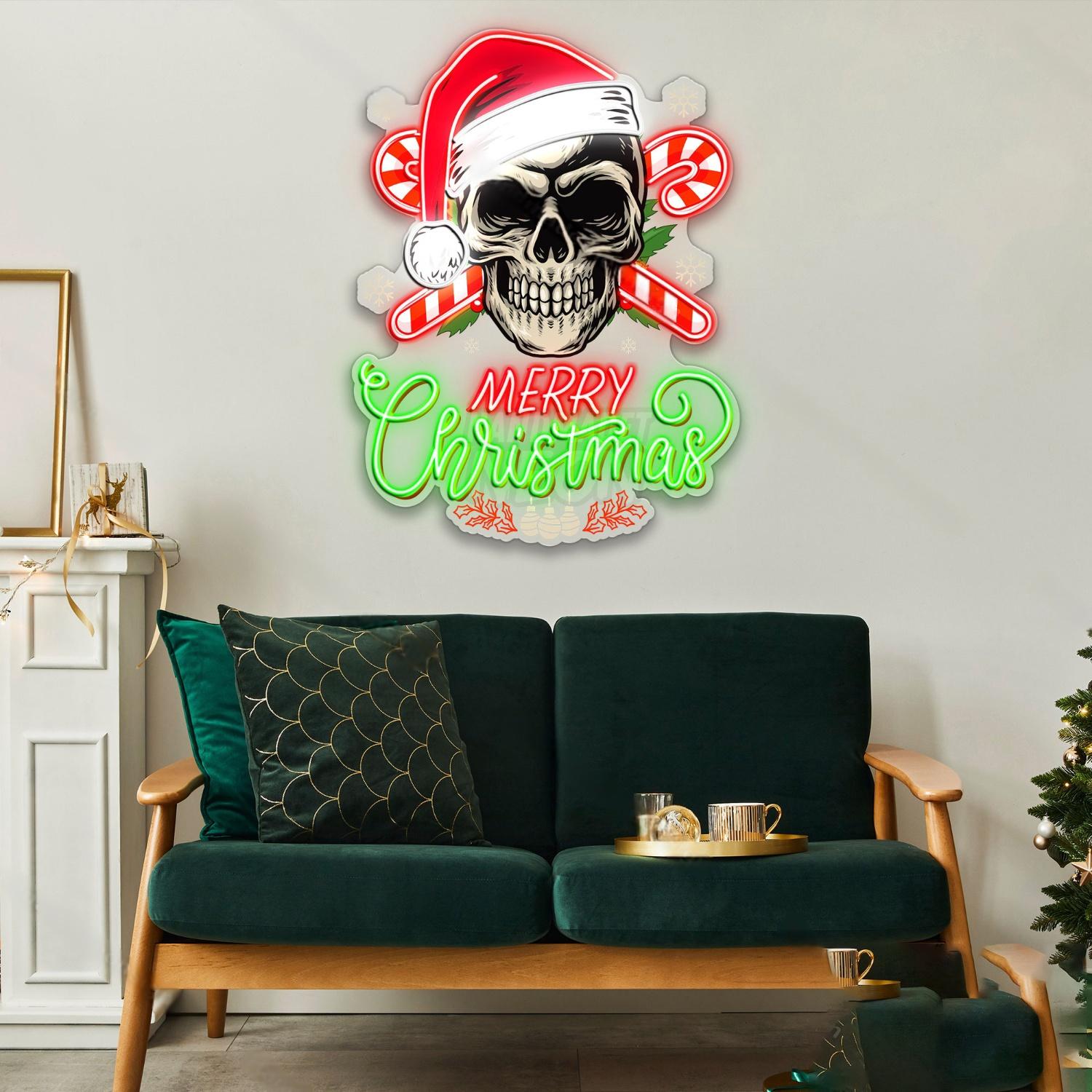 Personalized Skull Santa Acrylic Led Neon Sign | Shineneon