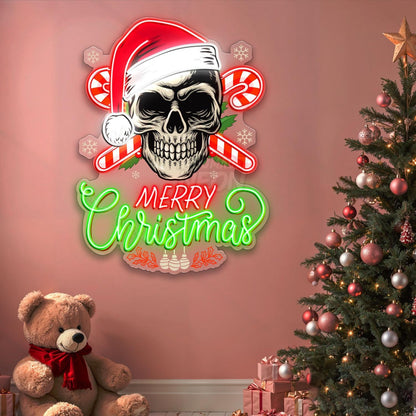 Personalized Skull Santa Acrylic Led Neon Sign | Shineneon