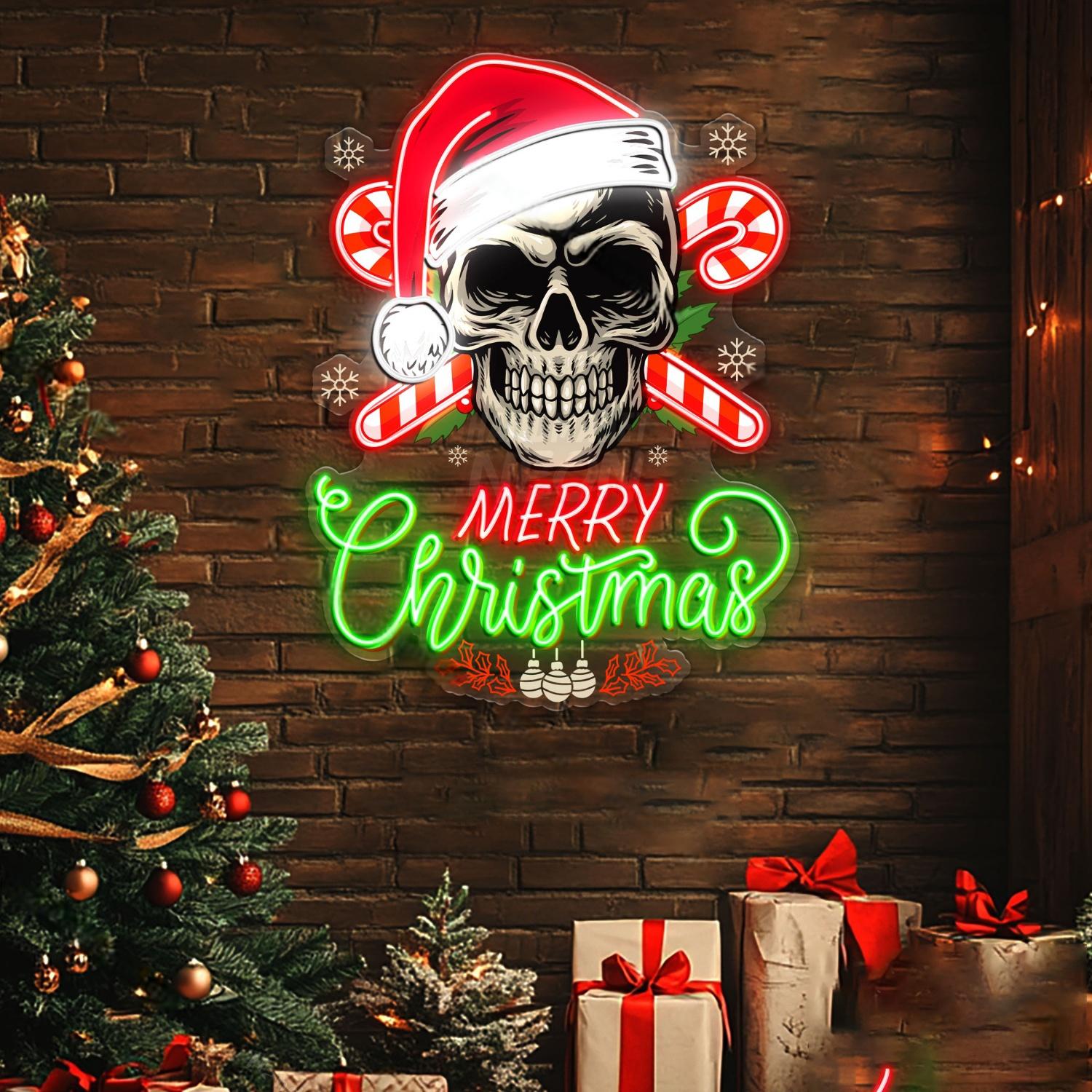 Personalized Skull Santa Acrylic Led Neon Sign | Shineneon