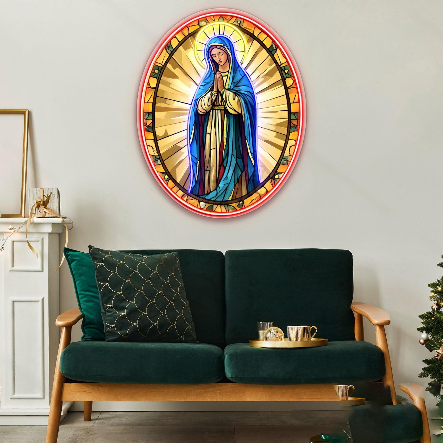 Personalized Virgin Mary in prayer Acrylic Led Neon Sign | Shineneon