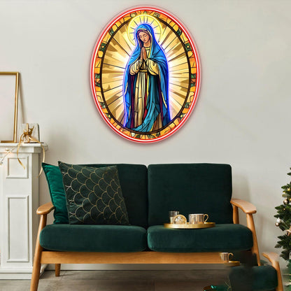 Personalized Virgin Mary in prayer Acrylic Led Neon Sign | Shineneon