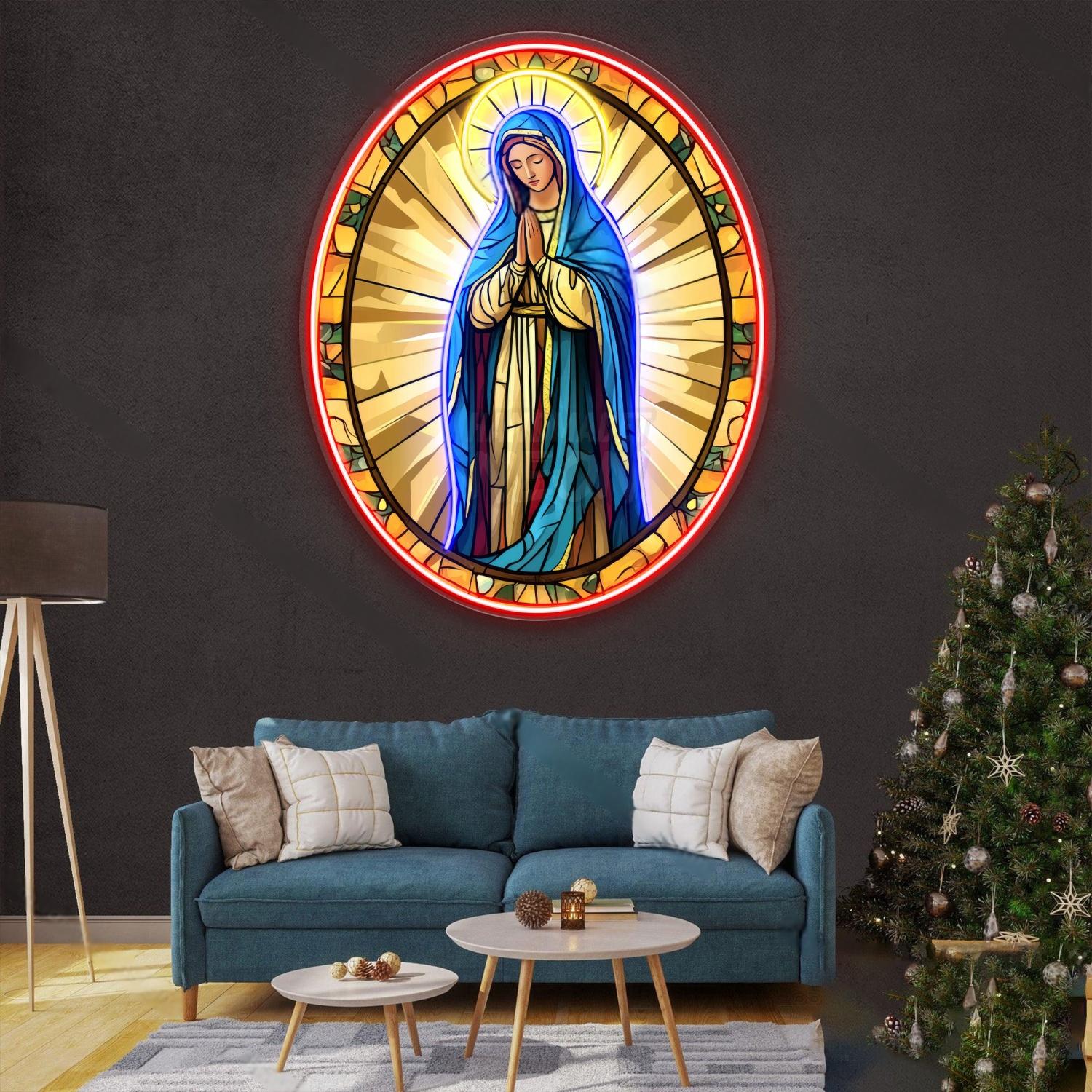 Personalized Virgin Mary in prayer Acrylic Led Neon Sign | Shineneon