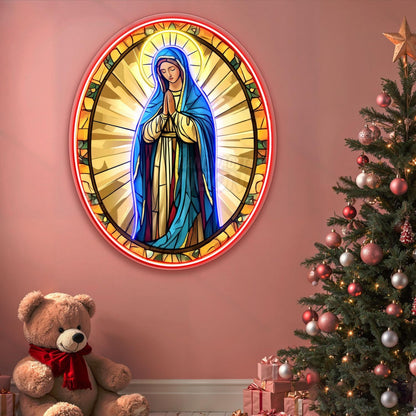Personalized Virgin Mary in prayer Acrylic Led Neon Sign | Shineneon