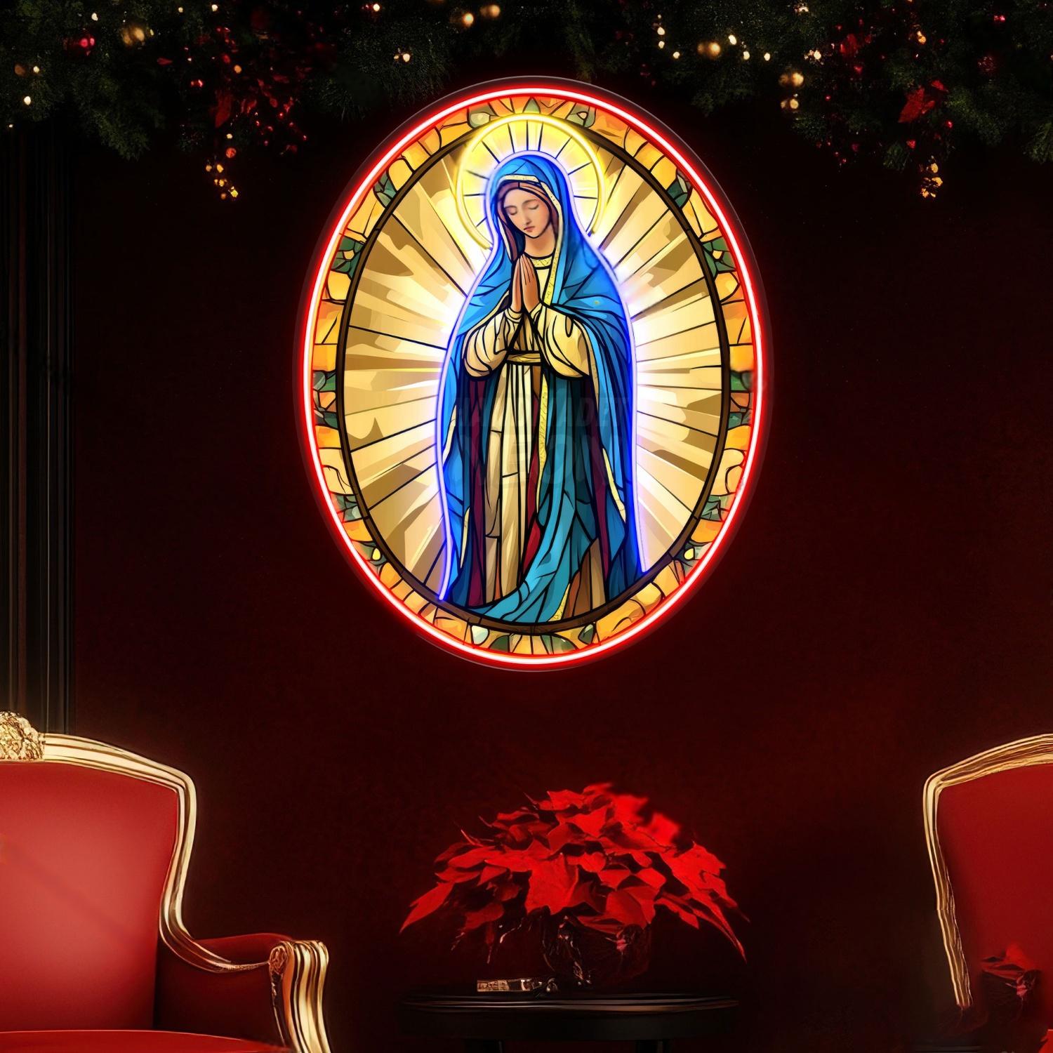Personalized Virgin Mary in prayer Acrylic Led Neon Sign | Shineneon