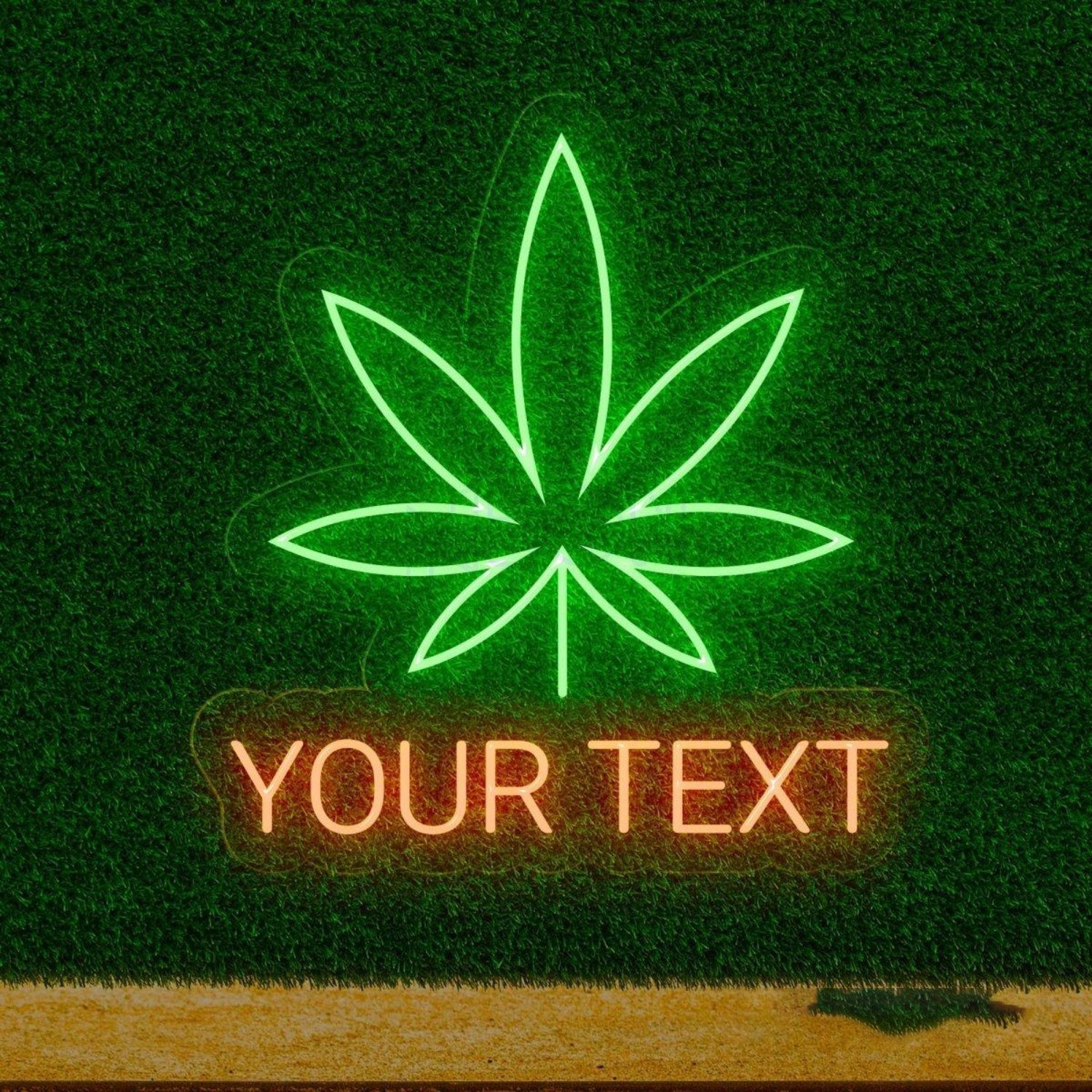 Personalized Weed Leaf Led Neon Sign With Red Green Custom Text For Bar Home Decor | Shineneon