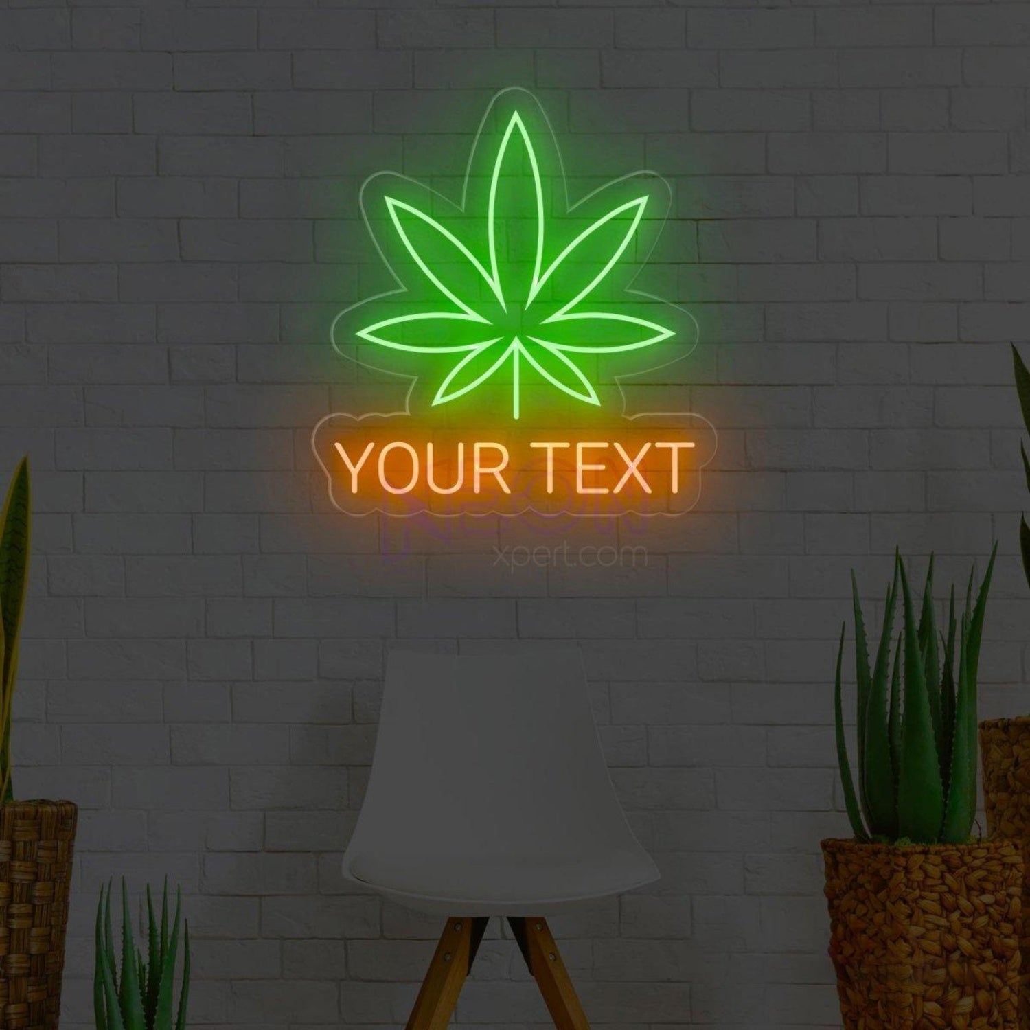 Personalized Weed Leaf Led Neon Sign With Red Green Custom Text For Bar Home Decor | Shineneon