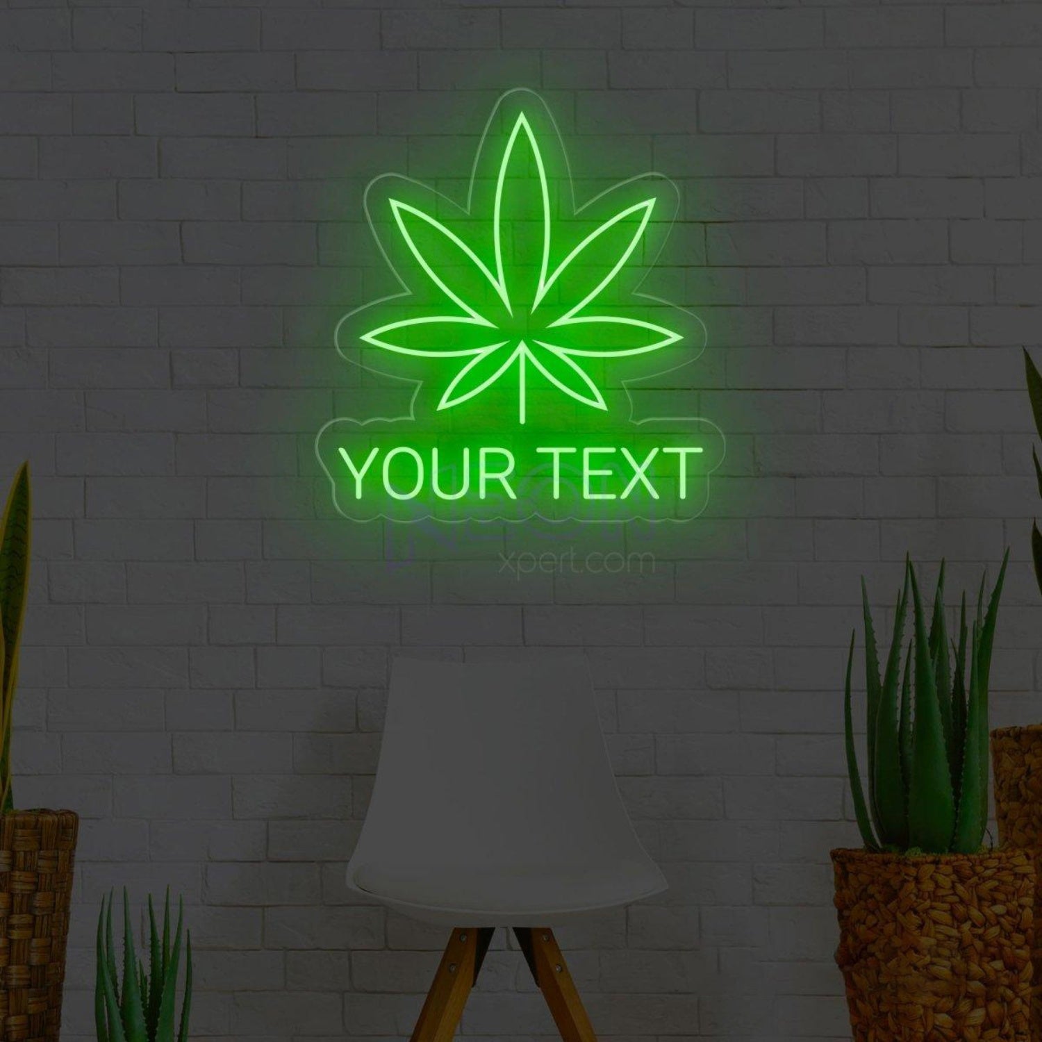 Personalized Weed Leaf Led Neon Sign With Red Green Custom Text For Bar Home Decor | Shineneon