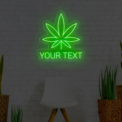 Personalized Weed Leaf Led Neon Sign With Red Green Custom Text For Bar Home Decor | Shineneon