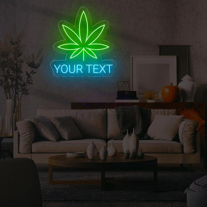 Personalized Weed Leaf Led Neon Sign With Red Green Custom Text For Bar Home Decor | Shineneon