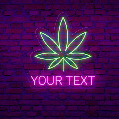 Personalized Weed Leaf Led Neon Sign With Red Green Custom Text For Bar Home Decor | Shineneon