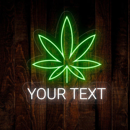 Personalized Weed Leaf Led Neon Sign With Red Green Custom Text For Bar Home Decor | Shineneon
