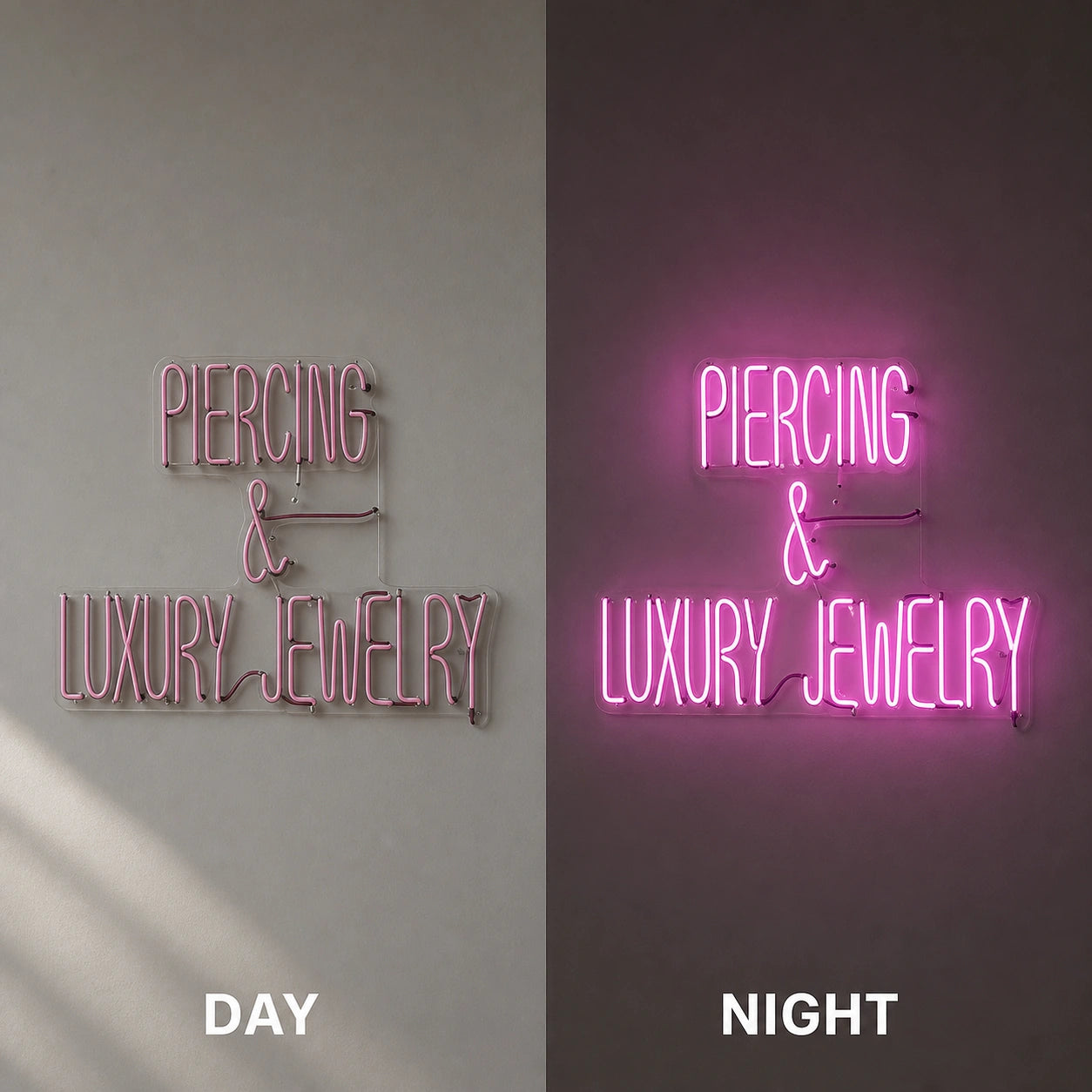 Persong And Luxury Jewelry LED Neon Sign Garage Man Cave Neon Sign day and night comparison