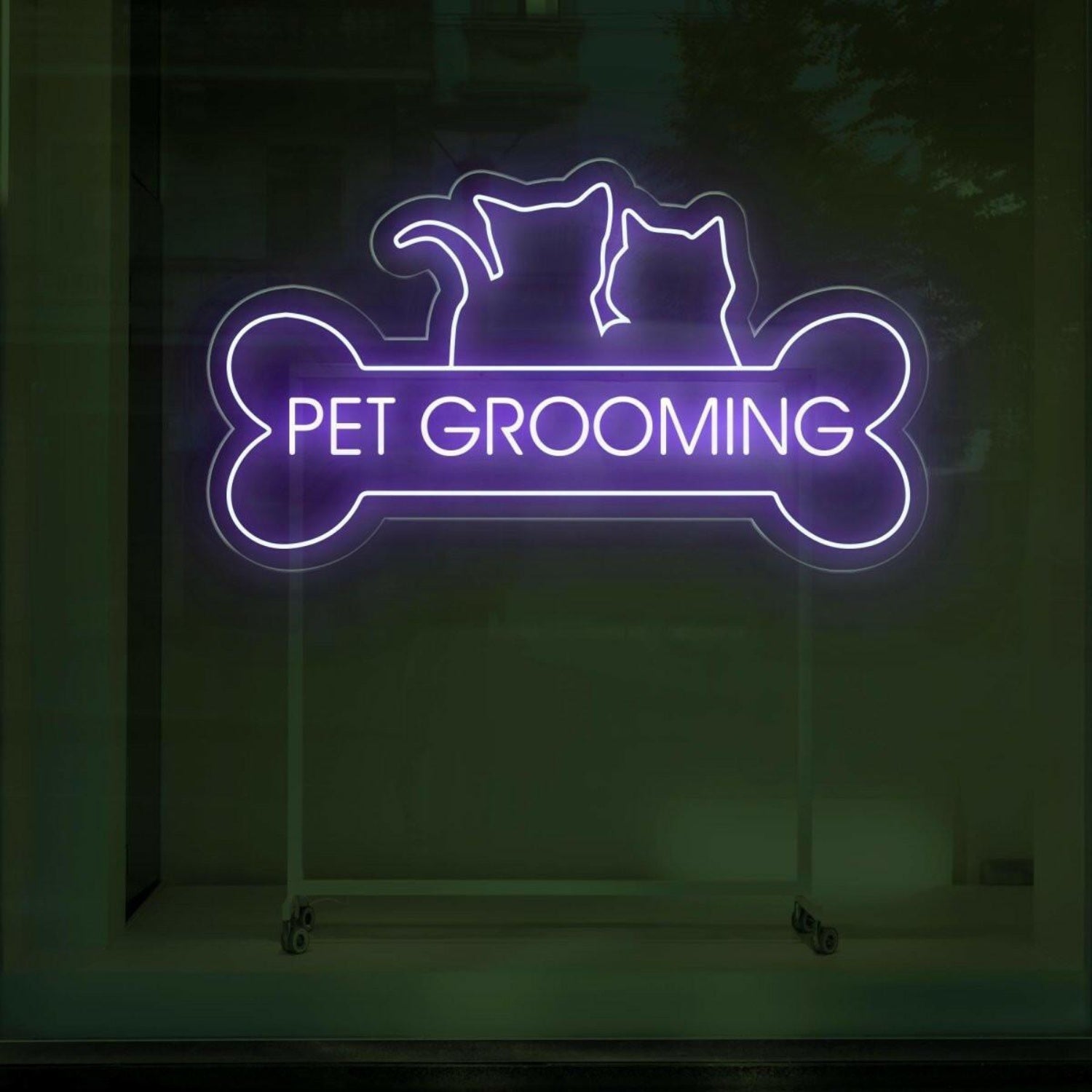 Pet Grooming Open Neon Dog Bone Led Sign | Shineneon