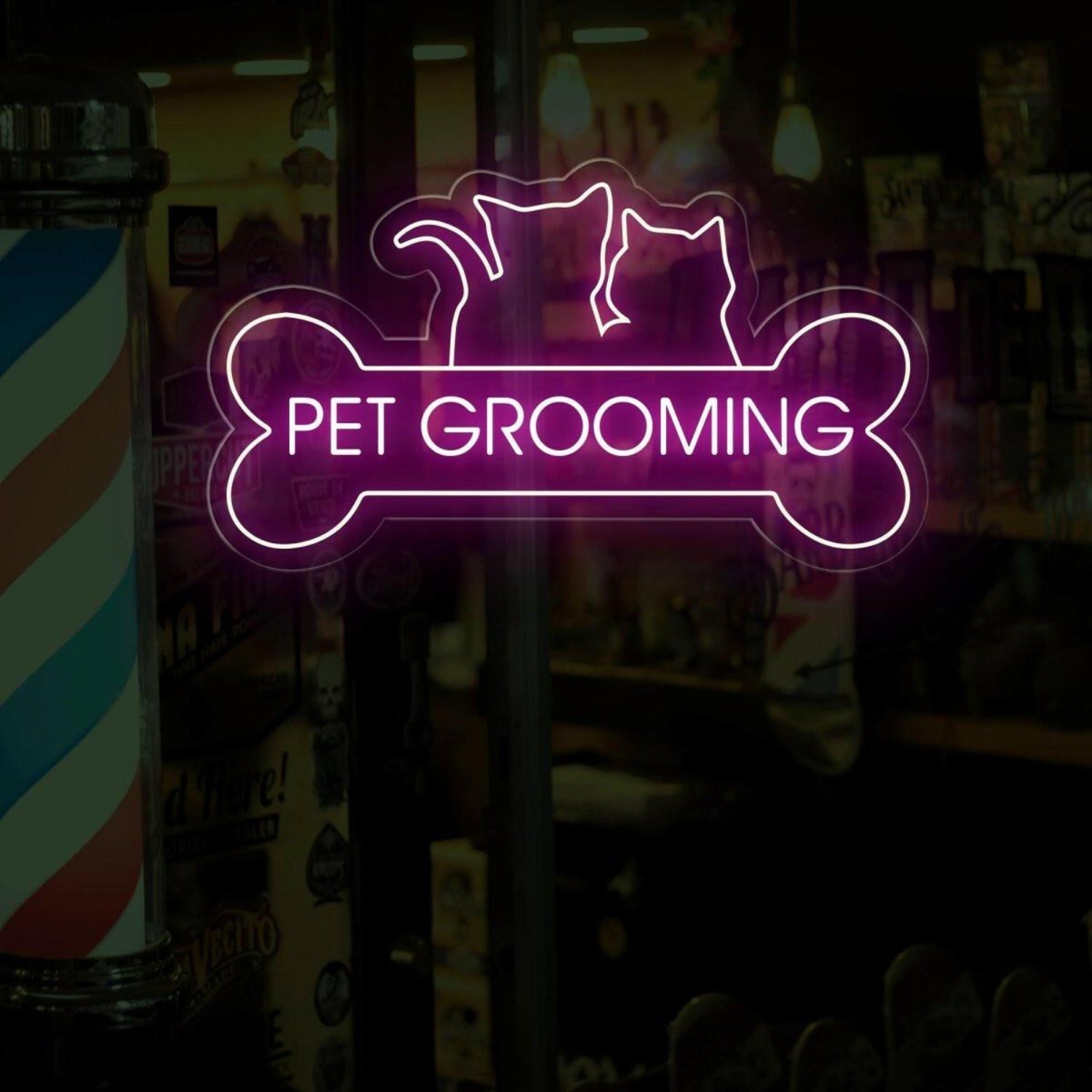 Pet Grooming Open Neon Dog Bone Led Sign | Shineneon