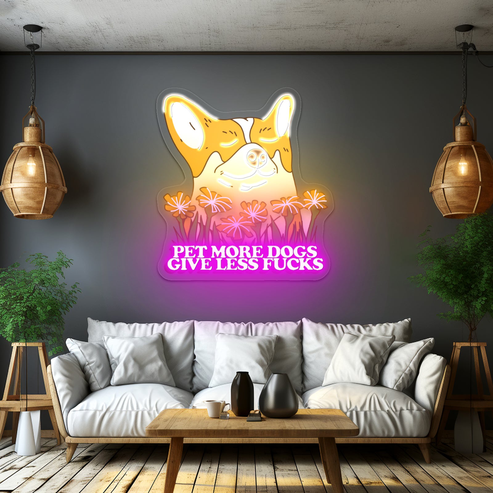 Pet More Dogs Give Less Fus Artwork Cheap Neon Signs