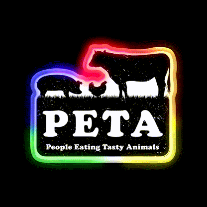 Peta People Eating Tasty Animals Fast Food Led Neon Sign For Burger Place Rgb Color - LED neon sign close-up detail