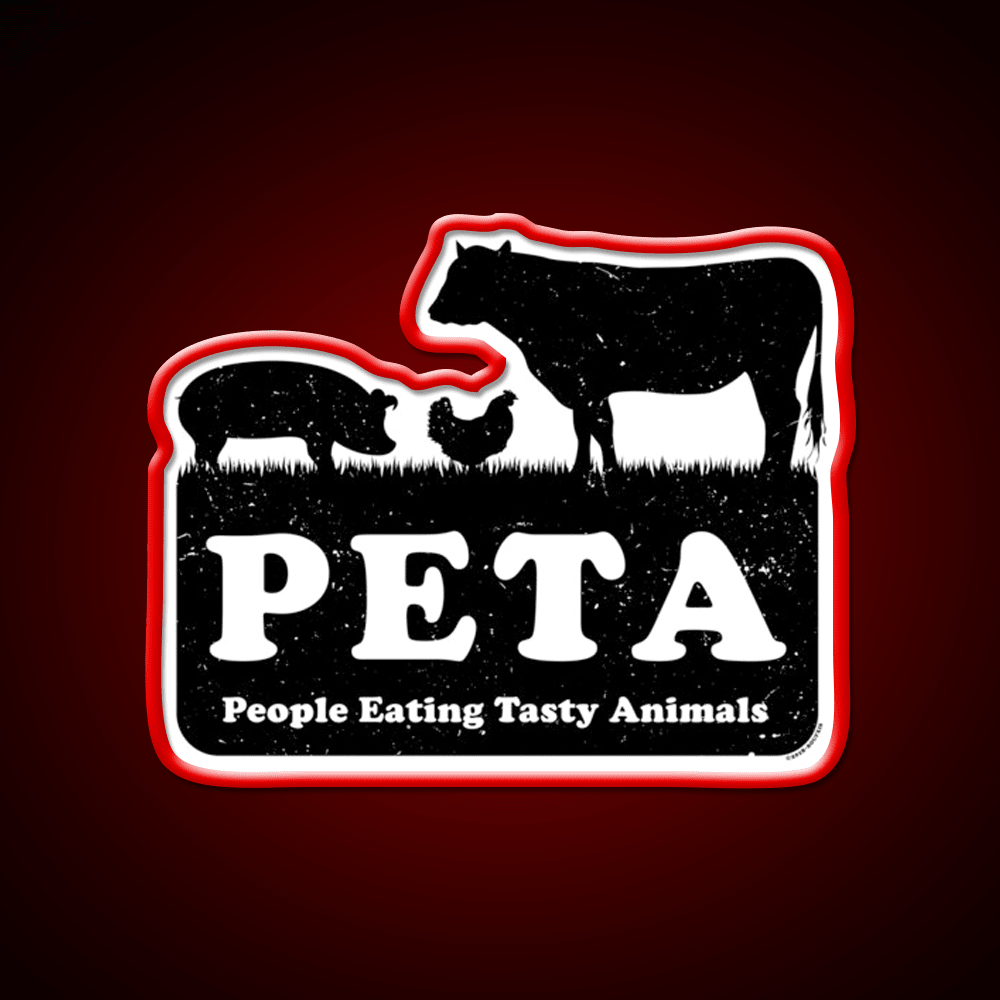 Peta People Eating Tasty Animals Fast Food Led Neon Sign For Burger Place Rgb Color - Shineneon