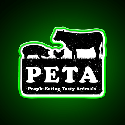 Peta People Eating Tasty Animals Fast Food Led Neon Sign For Burger Place Rgb Color - Shineneon