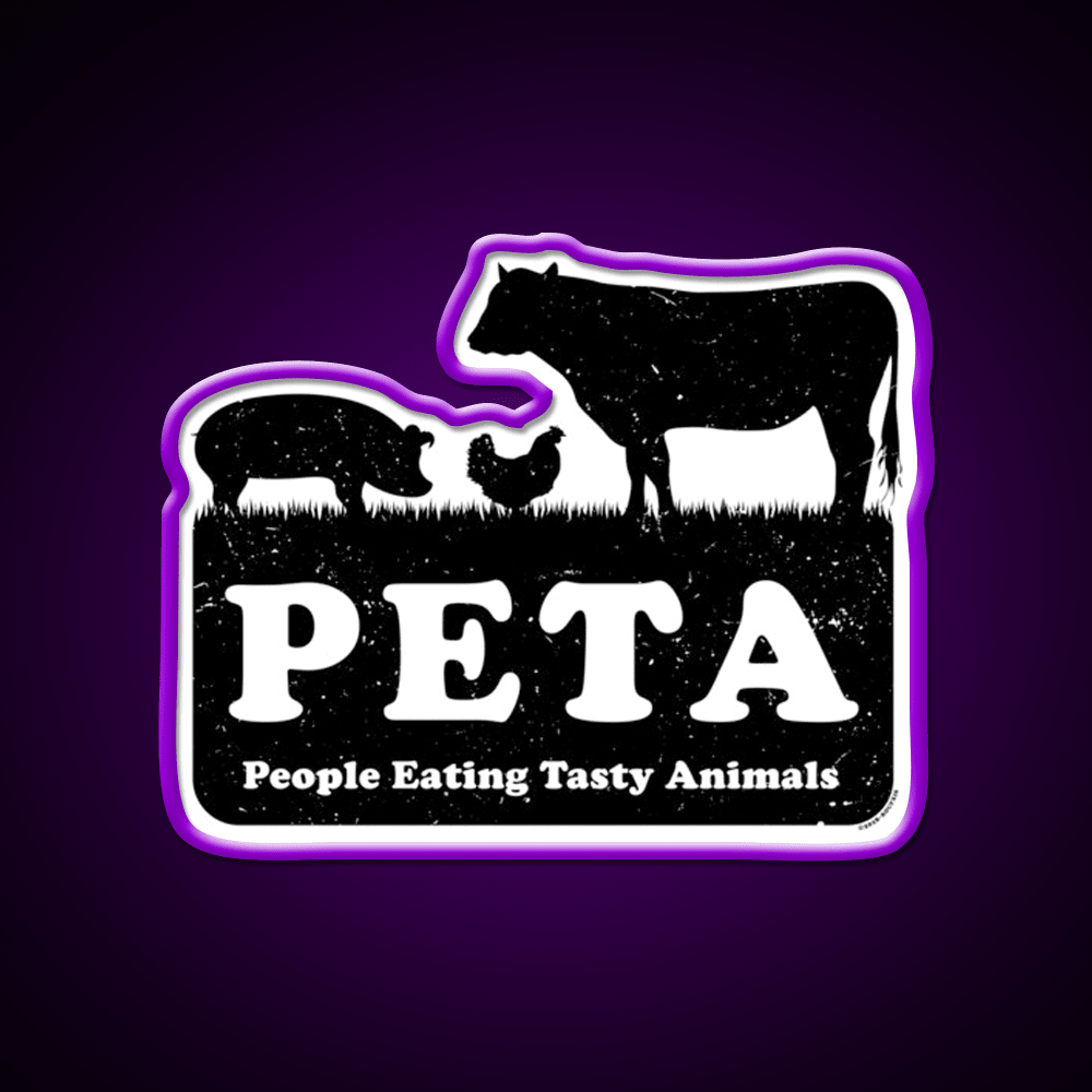 Peta People Eating Tasty Animals Fast Food Led Neon Sign For Burger Place Rgb Color - Shineneon