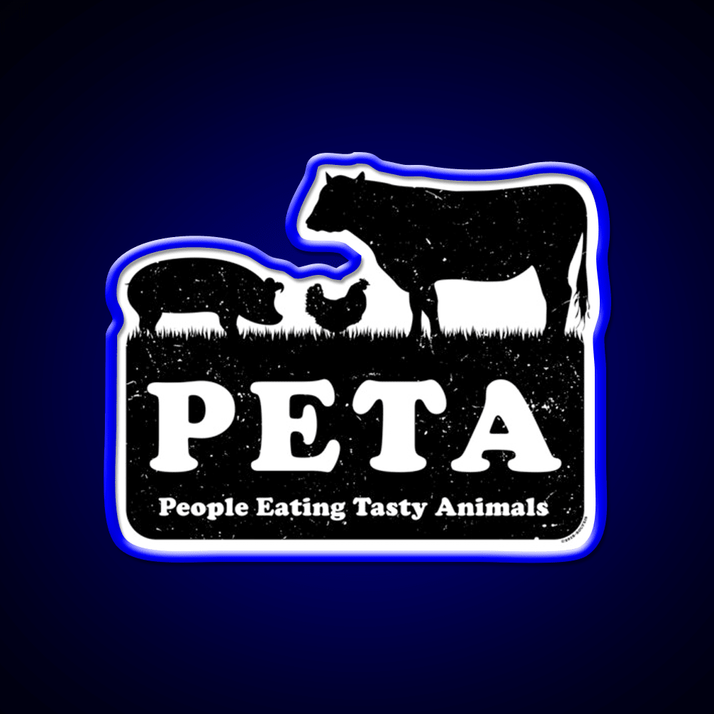 Peta People Eating Tasty Animals Fast Food Led Neon Sign For Burger Place Rgb Color - Shineneon