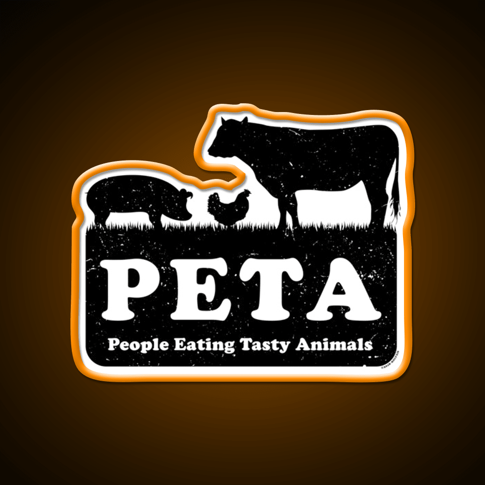 Peta People Eating Tasty Animals Fast Food Led Neon Sign For Burger Place Rgb Color - Shineneon