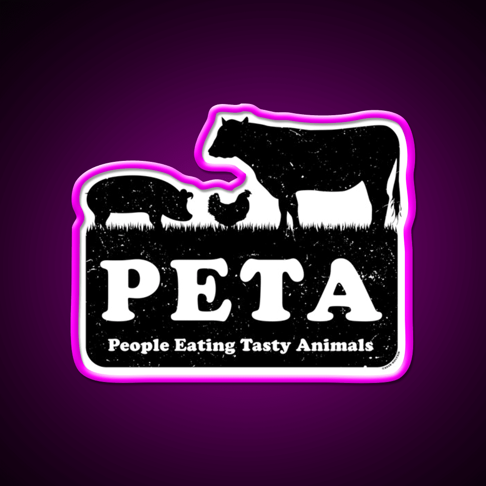 Peta People Eating Tasty Animals Fast Food Led Neon Sign For Burger Place Rgb Color - Shineneon