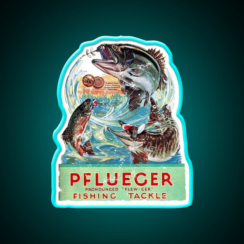 Pflueger Fishing Beer Bar Decor Led Neon Sign Rgb Color - Size and dimension reference
